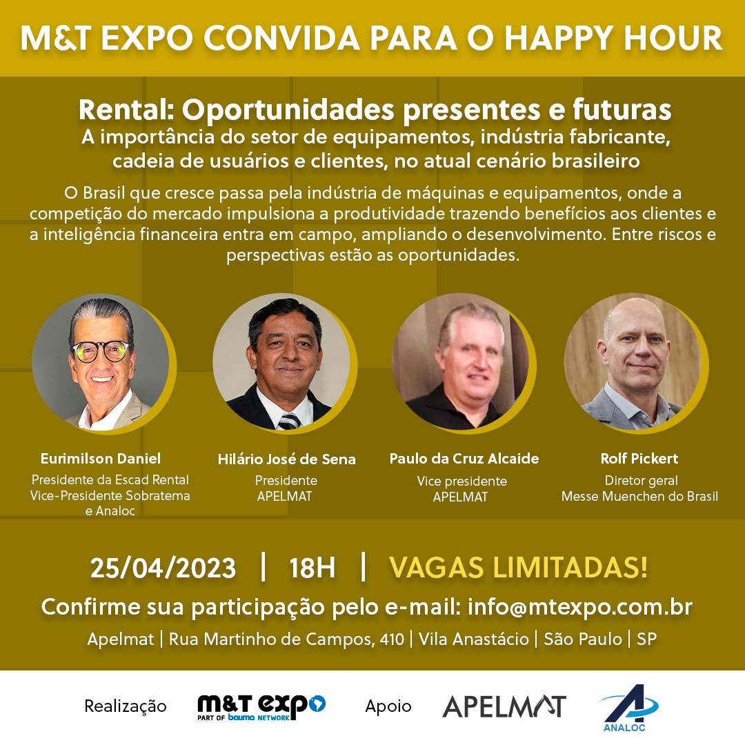 Vice-presidente da Sobratema falará sobre oportunidades do Rental em evento da M&T Expo