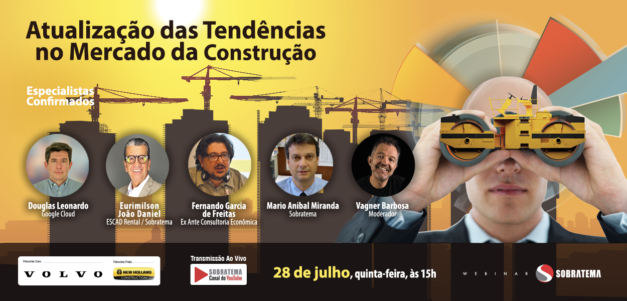 Especialistas analisam durante o Webinar Sobratema o mercado de equipamentos para construção em 2022