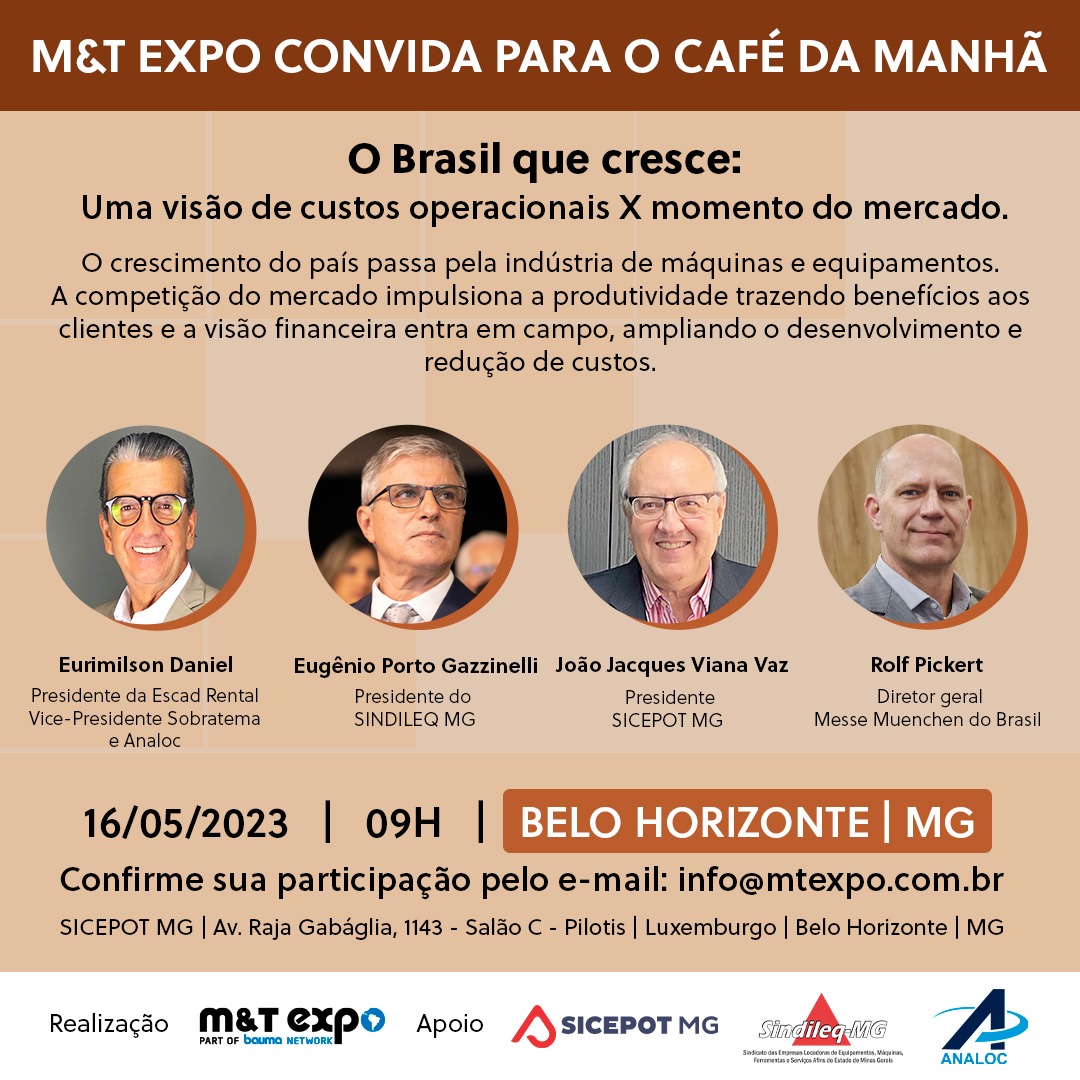 Evento em Belo Horizonte mostrará como reduzir custos de operação de máquinas para construção